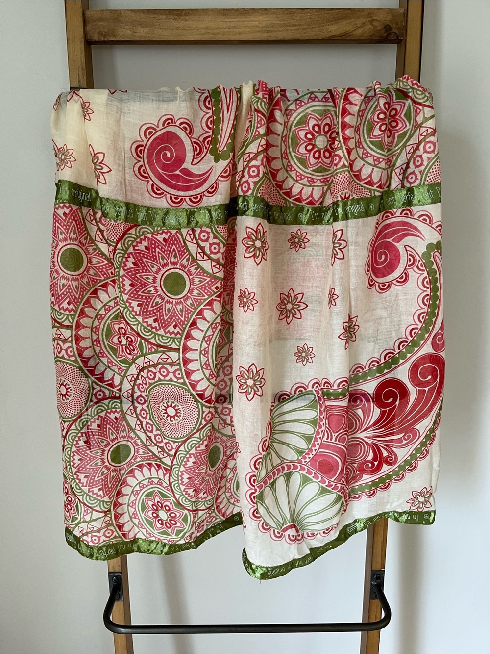 Mona B Pink, Green & Cream Paisley Wrap Scarf